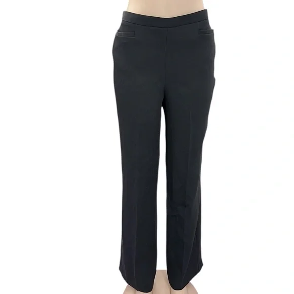 Tribal Black On Black Striped 2 Pocket Side Zip Wide Straight Leg Curvy Womens 8 - Picture 2 of 15